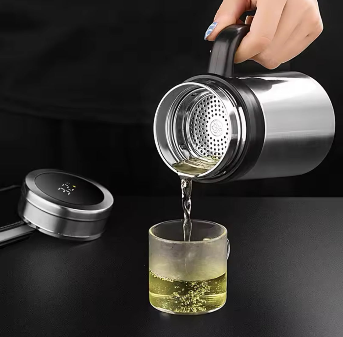 500ml Temperature Display Coffee Thermos, Stainless Steel Vacuum Flask Coffee Mug With Handle, Double Thickened Coffee Mug 500ml Temperature Display Coffee Thermos, Stainless Steel Vacuum Flask Coffee Mug With Handle, Double Thickened Coffee Mug